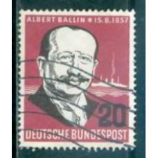 ALF0138U-SELO CENTENÁRIO DE NASCIMENTO DO ARMADOR ALBERT BALLIN - ALEMANHA FEDERAL - 1957 - U