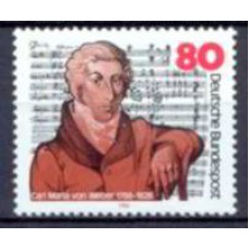 ALF1116N-SELO BICENTENÁRIO DE NASCIMENTO DO COMPOSITOR CARL MARIA VON WEBER - ALEMANHA FEDERAL - 1986 - N