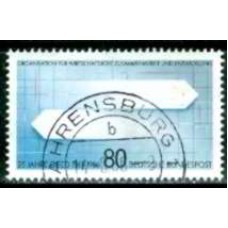 ALF1126U-SELO 25º ANIVERSÁRIO DA ORGANIZAÇÃO DE COOPERAÇÃO E DE DESENVOLVIMENTO ECONÔMICO - OCDE - ALEMANHA FEDERAL - 1986 - U