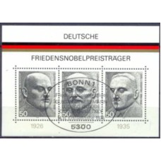 ALFB010C-BLOCO ALEMÃES PRÊMIO NOBEL DA PAZ - ALEMANHA FEDERAL - 1975 - COM CBC