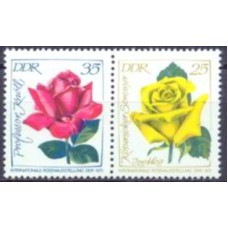 ALO1469MAB-SE-TENANT INVERTIDO EXPOSIÇÃO INTERNACIONAL DAS ROSAS - ALEMANHA ORIENTAL - 1972 - MINT
