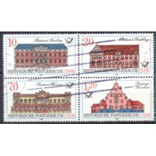 ALO2687UQ-QUADRA EDIFÍCIOS HISTÓRICOS DOS CORREIOS - ALEMANHA ORIENTAL - 1987 - U
