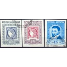 ARGB010US-SÉRIE DO BLOCO CENTENÁRIO DO SELO CORRIENTES - ARGENTINA - 1956 - U