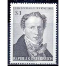 AUS1029N-SELO CENTENÁRIO DA MORTE DO PINTOR FERDINAND GEORG WALDMULLER - ÁUSTRIA - 1965 - N