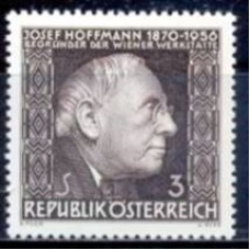 AUS1040M-SELO 10º ANIVERSÁRIO DA MORTE DO ARQUITETO JOSEF HOFFMANN - ÁUSTRIA - 1966 - MINT