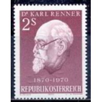 AUS1180M-SELO CENTENÁRIO DE NASCIMENTO DO PRESIDENTE KARL RENNER - ÁUSTRIA - 1970 - MINT AUS1180M-SELO CENTENÁRIO DE NASCIMENTO DO PRESIDENTE KARL RENNER - ÁUSTRIA - 1970 - MINT