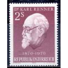 AUS1180M-SELO CENTENÁRIO DE NASCIMENTO DO PRESIDENTE KARL RENNER - ÁUSTRIA - 1970 - MINT