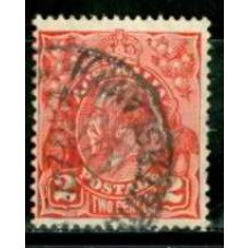 AUT0053U-SELO GEORGE V, 2P - FILIGRANA V - DENTEAÇÃO 13,5 - AUSTRÁLIA - 1926/28 - U