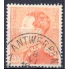 BEL0435UA-SELO LEOPOLDO III, 20F LARANJA AMARELADO - BÉLGICA - 1936/46 - U