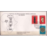 FD0112.01-FDC II FESTIVAL DE ARTE E CULTURA NEGRA E AFRICANA NA NIGÉRIA - 1977 - CPD SÃO PAULO - ALGUMAS MANCHAS NOS CANTOS INFERIORES DO ENVELOPE