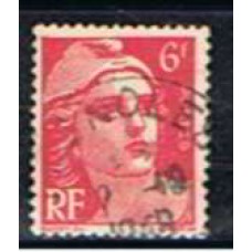 FRA0721U-SELO MARIANE DE GANDON, 6F VERMELHO - FRANÇA - 1945/47 - U