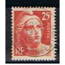 FRA0729U-SELO MARIANE DE GANDON, 25F LARANJA - FRANÇA - 1945/47 - U