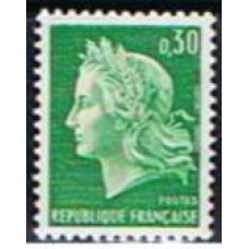 FRA1536NA-SELO MARIANE DE CHEFFER, 30C VERDE - FRANÇA - 1967/69 - N