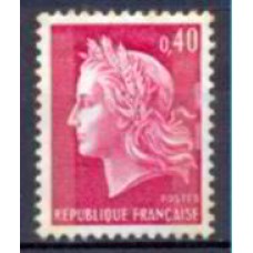 FRA1536NBA-SELO MARIANE DE CHEFFER, 40C - DUAS FAIXAS FOSFORESCENTES - FRANÇA - 1967/69 - N
