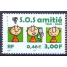 FRA3356M-SELO 40º ANIVERSÁRIO DO SOS AMIZADE - FRANÇA - 2000 - MINT