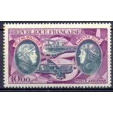FRAA047N-SELO AÉREO HELENE BOUCHER E MARYSE HILSZ, PIONEIRAS DO CORREIO AÉREO - FRANÇA - 1972 - N