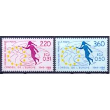 FRAS100M-SÉRIE DE SERVIÇO 40º ANIVERSÁRIO DO CONSELHO DA EUROPA - FRANÇA - 1989 - MINT