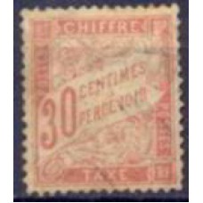 FRAX034U-SELO TAXA DUVAL, 30C VERMELHO ALARANJADO - FRANÇA - 1893/1935  - U COM RESTRIÇÕES - VIDE DESCRIÇÃO