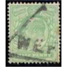 GRB0106U.02-SELO ANIVERSÁRIO DO REINADO DE EDUARDO VII, 1/2P - GRÃ-BRETANHA - 1902/10 - U