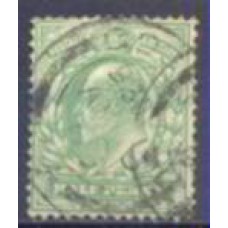 GRB0106U.03-SELO ANIVERSÁRIO DO REINADO DE EDUARDO VII, 1/2P - GRÃ-BRETANHA - 1902/10 - U