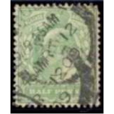 GRB0106U.04-SELO ANIVERSÁRIO DO REINADO DE EDUARDO VII, 1/2P - GRÃ-BRETANHA - 1902/10 - U