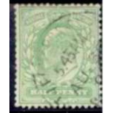 GRB0106U.12-SELO ANIVERSÁRIO DO REINADO DE EDUARDO VII, 1/2P - GRÃ-BRETANHA - 1902/10 - U