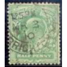 GRB0106U.18-SELO ANIVERSÁRIO DO REINADO DE EDUARDO VII, 1/2P - GRÃ-BRETANHA - 1902/10 - U