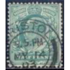 GRB0106UA.01-SELO ANIVERSÁRIO DO REINADO DE EDUARDO VII, 1/2P VERDE ESCURO - GRÃ-BRETANHA - 1902/10 - U