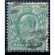GRB0106UA.02-SELO ANIVERSÁRIO DO REINADO DE EDUARDO VII, 1/2P VERDE ESCURO - GRÃ-BRETANHA - 1902/10 - U