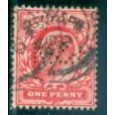 GRB0107UP.02-SELO ANIVERSÁRIO DO REINADO DE EDUARDO VII, 1P - GRÃ-BRETANHA - 1902/10 - U - COM PERFIN