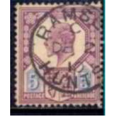 GRB0113U.02-SELO ANIVERSÁRIO DO REINADO DE EDUARDO VII, 5P - GRÃ-BRETANHA - 1902/10 - U