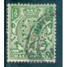 GRB0139UP.01-SELO GEORGE V, 1/2P FILIGRANA E - GRÃ-BRETANHA - 1912/22 - U - COM PERFIN