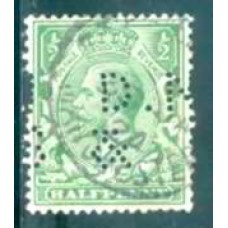 GRB0139UP.02-SELO GEORGE V, 1/2P FILIGRANA E - GRÃ-BRETANHA - 1912/22 - U - COM PERFIN