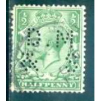 GRB0139UP.03-SELO GEORGE V, 1/2P FILIGRANA E - GRÃ-BRETANHA - 1912/22 - U - COM PERFIN GRB0139UP.03-SELO GEORGE V, 1/2P FILIGRANA E - GRÃ-BRETANHA - 1912/22 - U - COM PERFIN