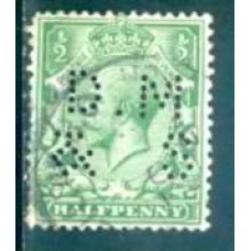 GRB0139UP.03-SELO GEORGE V, 1/2P FILIGRANA E - GRÃ-BRETANHA - 1912/22 - U - COM PERFIN