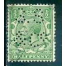 GRB0139UP.04-SELO GEORGE V, 1/2P FILIGRANA E - GRÃ-BRETANHA - 1912/22 - U - COM PERFIN