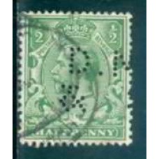 GRB0139UP.05-SELO GEORGE V, 1/2P FILIGRANA E - GRÃ-BRETANHA - 1912/22 - U - COM PERFIN