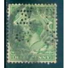 GRB0159UP.01-SELO GEORGE V, 1/2P COM PERFIN FILIGRANA 'H' - GRÃ-BRETANHA - 1924 - U