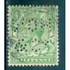 GRB0159UP.03-SELO GEORGE V, 1/2P COM PERFIN FILIGRANA 'H' - GRÃ-BRETANHA - 1924 - U