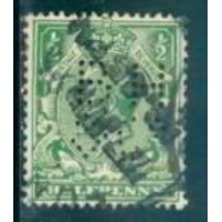 GRB0159UP.04-SELO GEORGE V, 1/2P COM PERFIN FILIGRANA 'H' - GRÃ-BRETANHA - 1924 - U GRB0159UP.04-SELO GEORGE V, 1/2P COM PERFIN FILIGRANA 'H' - GRÃ-BRETANHA - 1924 - U