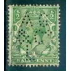 GRB0159UP.06-SELO GEORGE V, 1/2P COM PERFIN FILIGRANA 'H' - GRÃ-BRETANHA - 1924 - U