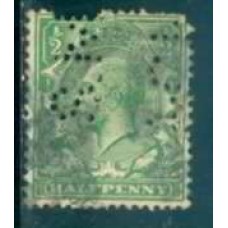 GRB0159UP.07-SELO GEORGE V, 1/2P COM PERFIN FILIGRANA 'H' - GRÃ-BRETANHA - 1924 - U