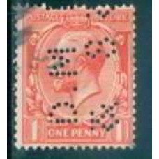 GRB0160UP.01-SELO GEORGE V, 1P COM PERFIN FILIGRANA 'H' - GRÃ-BRETANHA - 1924 - U