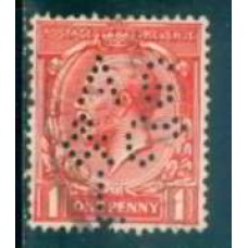 GRB0160UP.06-SELO GEORGE V, 1P COM PERFIN FILIGRANA 'H' - GRÃ-BRETANHA - 1924 - U
