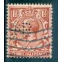 GRB0161UP.01-SELO GEORGE V, 1 1/2P COM PERFIN FILIGRANA 'H' - GRÃ-BRETANHA - 1924 - U
