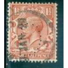 GRB0161UP.03-SELO GEORGE V, 1 1/2P COM PERFIN FILIGRANA 'H' - GRÃ-BRETANHA - 1924 - U