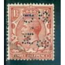 GRB0161UP.04-SELO GEORGE V, 1 1/2P COM PERFIN FILIGRANA 'H' - GRÃ-BRETANHA - 1924 - U