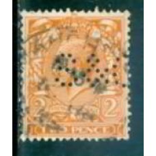 GRB0162UP.03-SELO GEORGE V, 2P COM PERFIN FILIGRANA 'H' - GRÃ-BRETANHA - 1924 - U