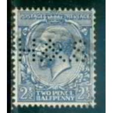 GRB0163UP.01-SELO GEORGE V, 2 1/2P COM PERFIN FILIGRANA 'H' - GRÃ-BRETANHA - 1924 - U