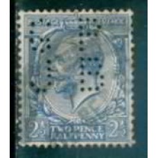 GRB0163UP.02-SELO GEORGE V, 2 1/2P COM PERFIN FILIGRANA 'H' - GRÃ-BRETANHA - 1924 - U